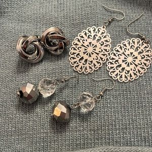 Lot of Silver-toned earrings